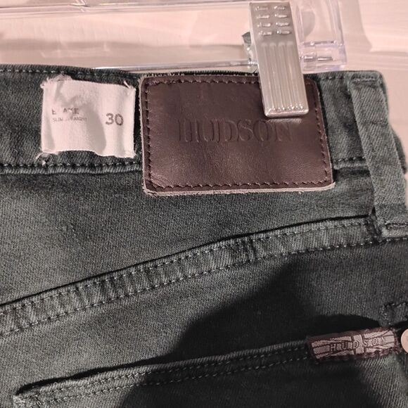 Hudson jeans mens 30 30x34 green denim Blake slim fit straight leg stretch - Picture 3 of 11
